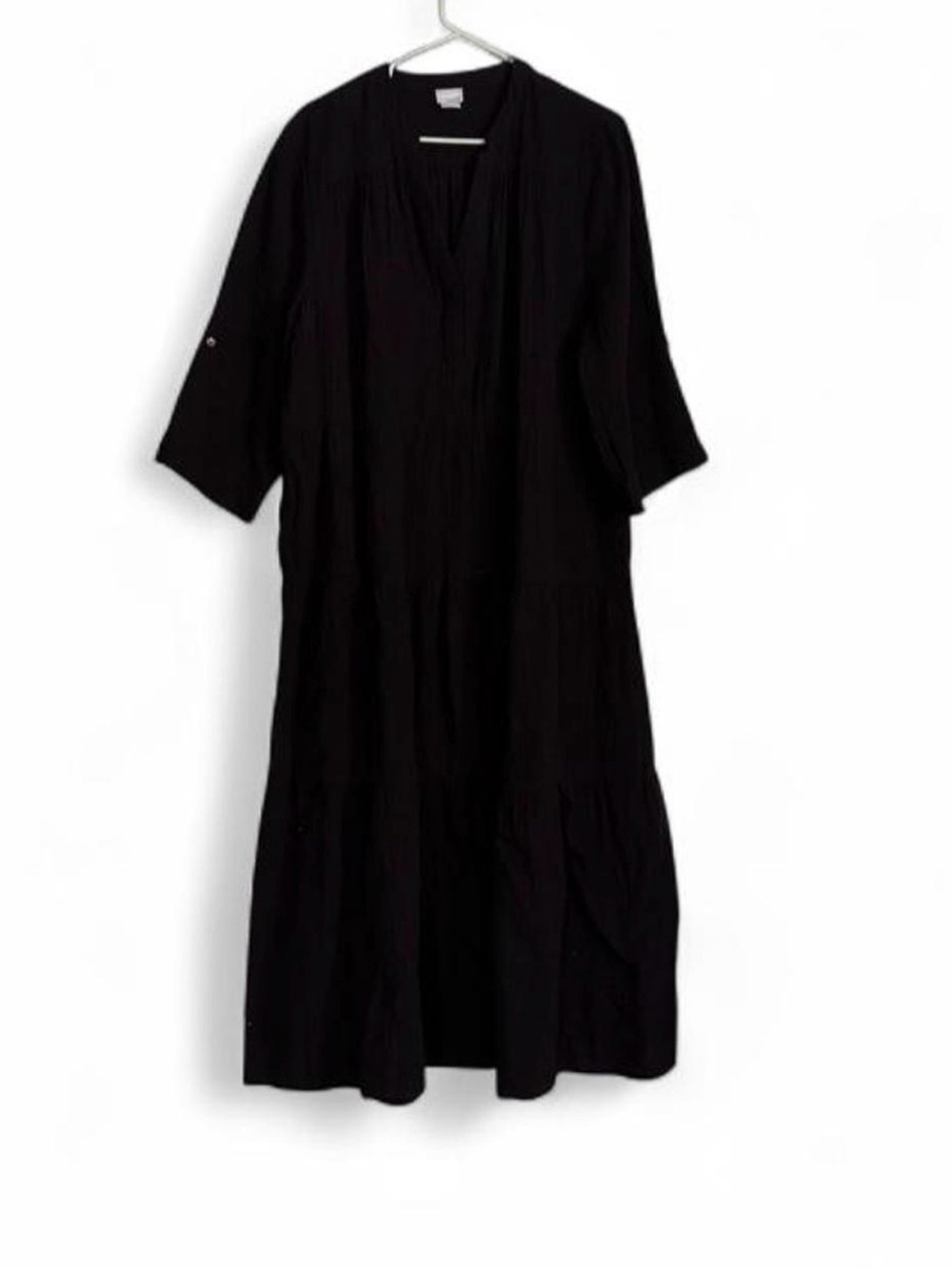 Chico's Black V-Neck Tiered Maxi Dress